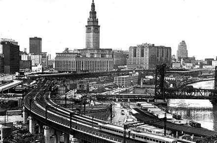 Cleveland Transit System Rapid Transit-Cuyahoga Viaduct.