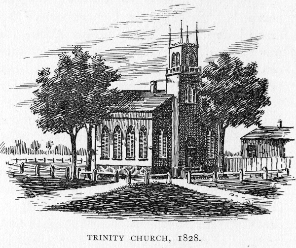 drawing of Trinity Church, 1828