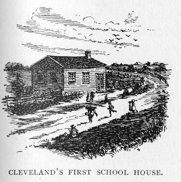 drawing of Cleveland's First School House