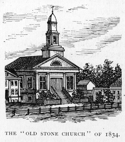 drawing of The Old Stone Church of 1834