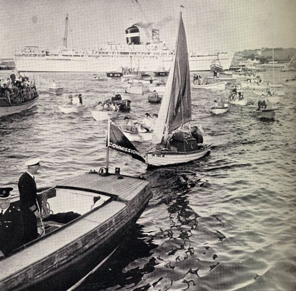 Photo of welcoming armada at Falmouth Harbor