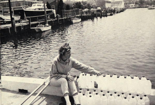 Photo of Virginia Manry and water bottles