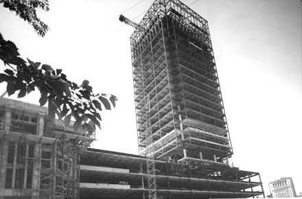 Rhodes Tower under construction, 1969
