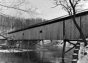 Harpersfield Covered Bridge in winter, 1967