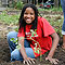 member of the West Bethel youth group tends her garden plot