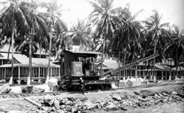 Locomotive crane working on Panama Canal.