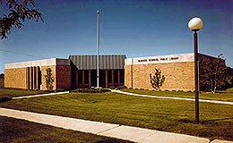 MacKenzie Memorial Public Library building exterior, 1974