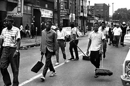 Broom brigade on Hough Avenue