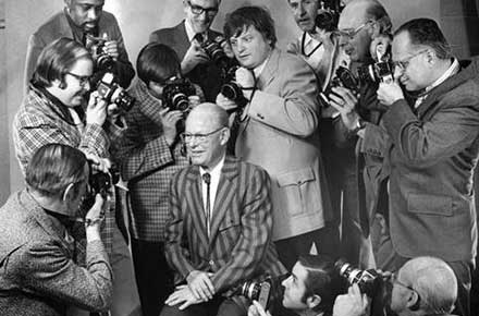 Group photograph of Cleveland Press photographers, 1974