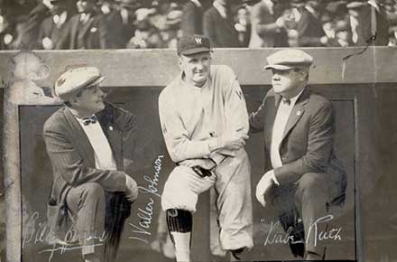 Billy Evans, Walter Johnson and Babe Ruth, 1925.