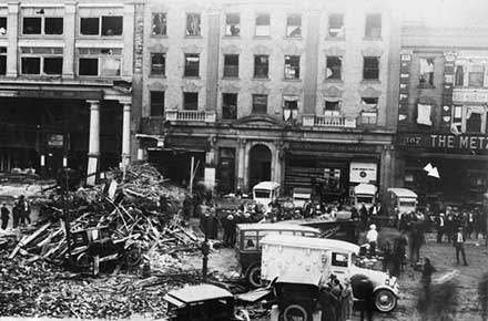 Viewing storm damage in Lorain, 1924.