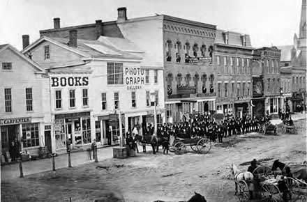 Downtown Oberlin, Ohio in 1874