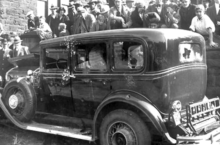 Bullet-riddled car at Cleveland crime scene