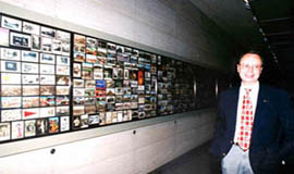 Walter Leedy with his postcard collection