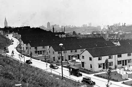 Valleyview public housing project looking towards Public Square, 1940