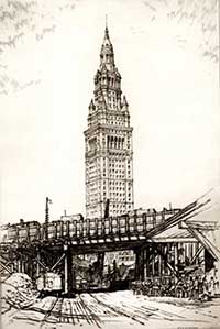 Terminal Tower from Wheeling Station, August 1928