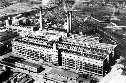 Aerial view of the Firestone's downtown Akron plant, 1935