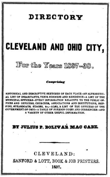 A directory of the cities of Cleveland & Ohio, for the years 1837-38