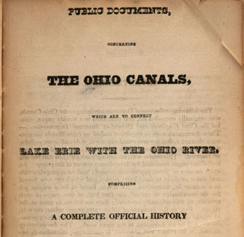 Title page of Public Documents, Concerning the Ohio Canals, compiled and published by John Kilbourn, 1828