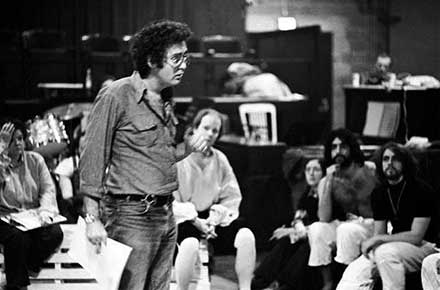 A rehearsal for Marat/Sade, 1975.