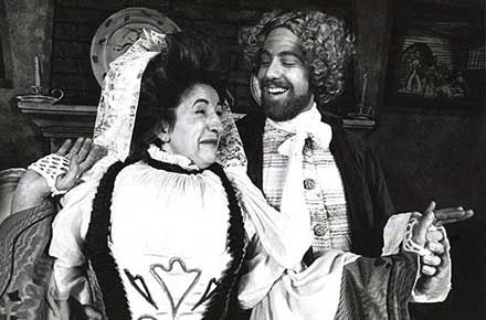 Charlotte Hare and Brian Rabinowitz in She Stoops To Conquer, 1982.