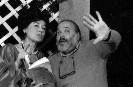 Director Reuben Silver and his wife, actress Dorothy Silver, in a rehearsal for The Torch-Bearers.