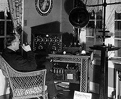 Hawkins in his radio room