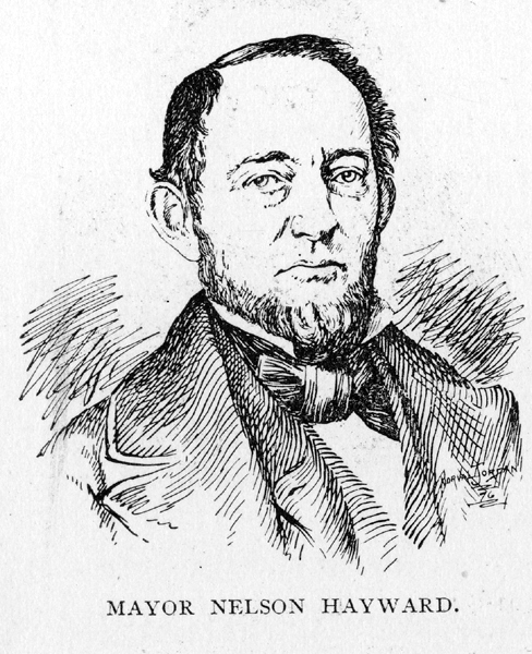 drawing of Mayor Nelson Hayward