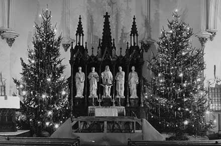 Christmas trees in the Chancel of Zion Lutheran Church, 1942