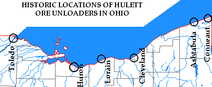 Map of Hulett locations in Ohio