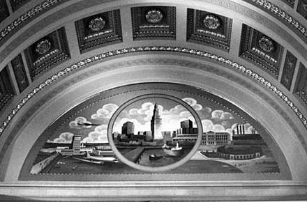 Close-up of mural inside Cleveland City Hall in 1962.