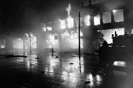Fire in Glenville during riots of 1968