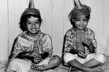 Two children in costumes at Karamu House, 1955