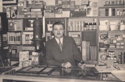 Frank Libal behind the counter in his shop