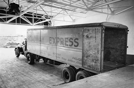 Delivery truck inside Patterson-Sargent plant, 1946