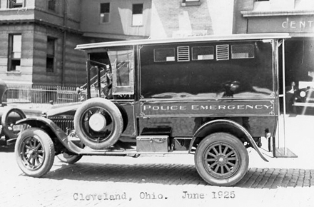 1915 White Motors 3/4-ton truck used as a Cleveland Police Ambulance