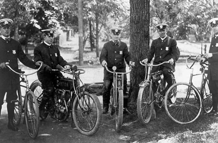 First motorcycle policemen and their bikes in 1934.