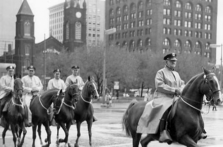 Mounted Unit on Parade on Public Square, 1950's.