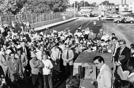 Opening of the Rocky River Bridge with Mayor Earl Martin, 1980.