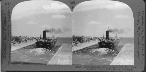 Large Iron Ore Boat Leaving Sault Ste. Marie