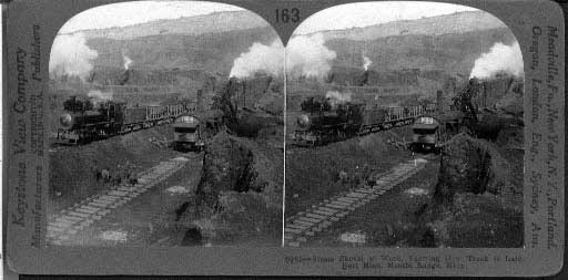 Steam Shovel at Work, Showing How Track is Laid, Burt Mine, Mesabi Range, Minn.