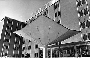 Wade Park Veterans Administration Hospital front entrance, 1968